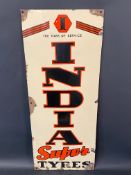 An India Tyres narrow enamel sign, 12 x 30