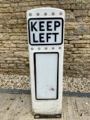 A Gowshall G58 metal Keep Left road bollard with inset reflective discs, and perspex panels, 42 1/2