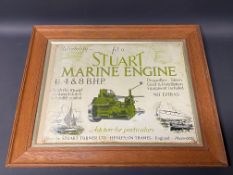 A very rare pictorial showcard advertising Stuart Marine Engines, 24 1/4 x 20 1/4