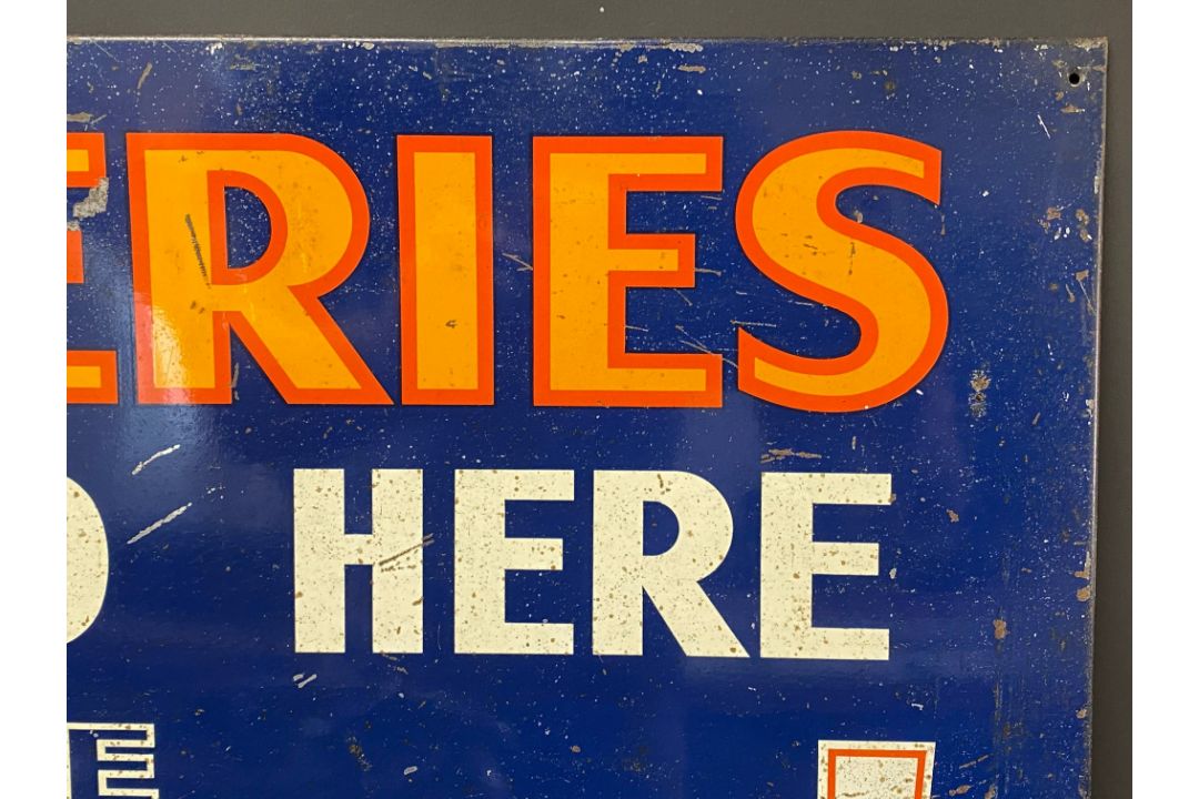 An Exide Batteries tin advertising sign of bright design and colour, 25 x 17 3/4". - Image 5 of 6