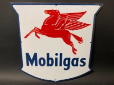 A Mobilgas enamel sign with flying pegasus motif, 12 x 12