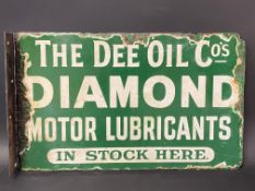 A Dee Oil Co's Diamond Motor Lubricants double sided enamel sign with hanging flange, 16 1/2 x 10