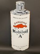 A Gargoyle Mobiloil 'A' bottle-shaped enamel sign in excellent condition, 7 1/2 x 19 1/2