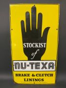 A Nu-Texa Brake & Clutch Linings Stockist enamel sign, with bright gloss, 14 x 25