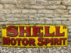 A Shell Motor Spirit rectangular enamel sign, by Bruton of Edmonton, 54 x 18