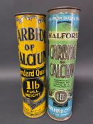 A Halford Carbide of Calcium cylindrical tin and one other.