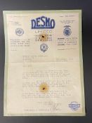 A Desmo letter from August 1925.
