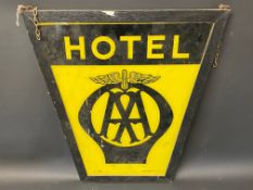 An AA Hotel glass lightbox panel by Franco, framed for hanging, 21 x 23