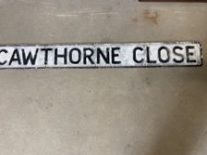 A street name sign for Cawthorne Close, 49 x 6