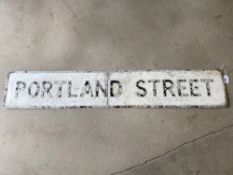 A street name sign for Portland Street, 51 x 9