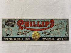 A small Phillips cycle parts tin advertising sign, 12 x 4
