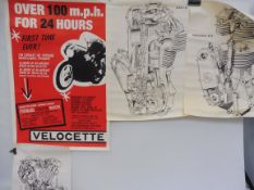 A Velocette advertising poster, produced to celebrate a Venom Clubman Veeline doing 100mph for