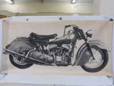 A very large circa 1970s scale study of an Indian motorcycle in side profile, 86 1/2 x 42