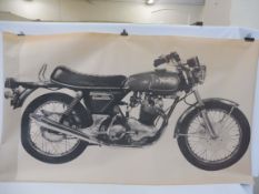 A very large circa 1970s scale study of a Norton 850 Commando in side profile, 73 3/4 x 42