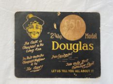 A rare Douglas advertising showcard for the 2 3/4hp Model, 10 x 8