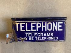 A Telephone double sided enamel sign 22 x 10