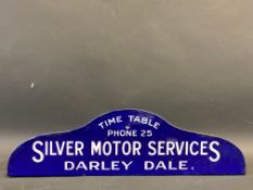 A Silver Motor Services of Darley Dale enamel header board sign, 22 x 6 1/4