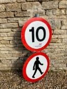 Two road signs on a pole, 52