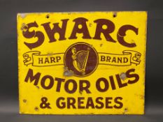 A SWARC Harp Brand Motor Oils and Greases double sided enamel sign, 20 x 16