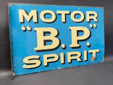 An early BP Motor Spirit double sided enamel sign with hanging flange by Bruton of Palmers Green, in