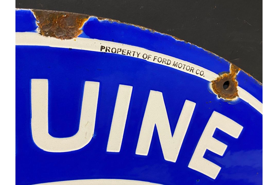 A Ford Genuine Parts oval double sided enamel sign stamped: Property of Ford Motor Co., made in USA, - Image 3 of 4
