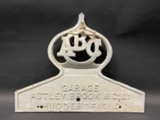 An ABC Garage, Huddersfield aluminium plaque, 14 1/4 x 10 3/4