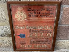 A framed and glazed early RAC showcard, 21 3/4 x 26 1/2