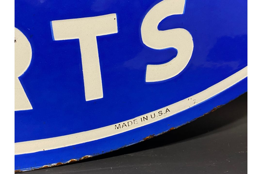 A Ford Genuine Parts oval double sided enamel sign stamped: Property of Ford Motor Co., made in USA, - Image 2 of 4
