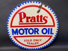 A Pratts Motor Oil circular double sided enamel sign dated September 1930, 26