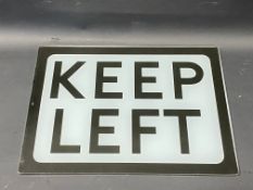 A Keep Left glass bollard panel, 12 1/4 x 9 1/4