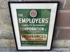 A framed and glazed Employers' Liability Assurance Corporation Ltd. advertisement, 21 3/4 x 29