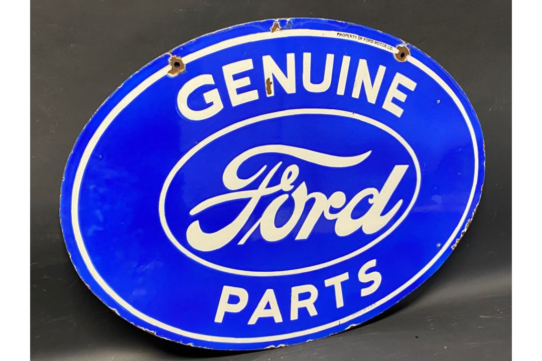 A Ford Genuine Parts oval double sided enamel sign stamped: Property of Ford Motor Co., made in USA, - Image 4 of 4