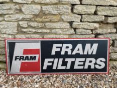 A plastic Fram Filters advertising sign, 48 x 17