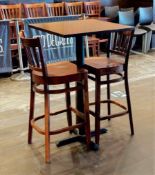 1 x Poser Bar Table and 2 x Wooden Barstool Set - Table Size: 70 x 70 cms - CL701 - Location: Ashton