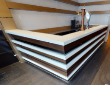 1 x Contemporary Bar Featuring Stone Bar Tops, Stainless Steel Backbar Worksurfaces and Double