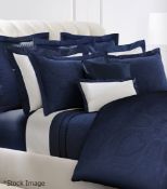 1 x RALPH LAUREN HOME 'Doncaster' Patterned King Size Duvet Cover In Navy Blue - Dimensions: 240cm x