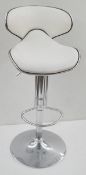 4 x Salon Saddle Seats In White And Chrome - Dimensions: W46 x D44 x H85-106cm / Seat 57-79cm  -