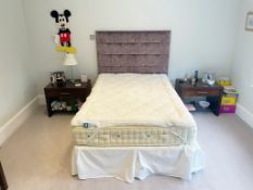 1 x John Lewis Double Divan Bed With Mattress And Button-Back Upholstered Headboard - No VAT