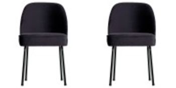 2 x Danish Collection Velvet Vogue Dining Chair Ink - Dimensions: 82.5(h) x 50(w) x 57(d) cm -