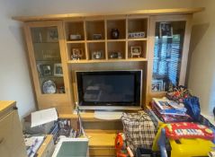 1 x Bespoke Wooden 2.1-Metre Wide 2-Door Display Cabinet With Down-Lighting - To Be Removed From