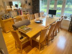 1 x Designer 2.8 Metre Long Extending Dining Table With Twelve Chairs