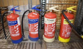 4 x Various Fire Extinguishers - Includes Power, Foam and Wet Chemical - CL011 - Ref: GCA408 WH5 -