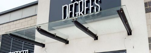 1 x Glass Over Door Canopy Shelter - Includes Four Supports and Three Glass Sections - Dimensions: