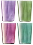 Set of4 x LSA INTERNATIONAL 'Gems' Hand-Coloured Tumblers (560ml) - 2-Colours - Unused Boxed Stock -
