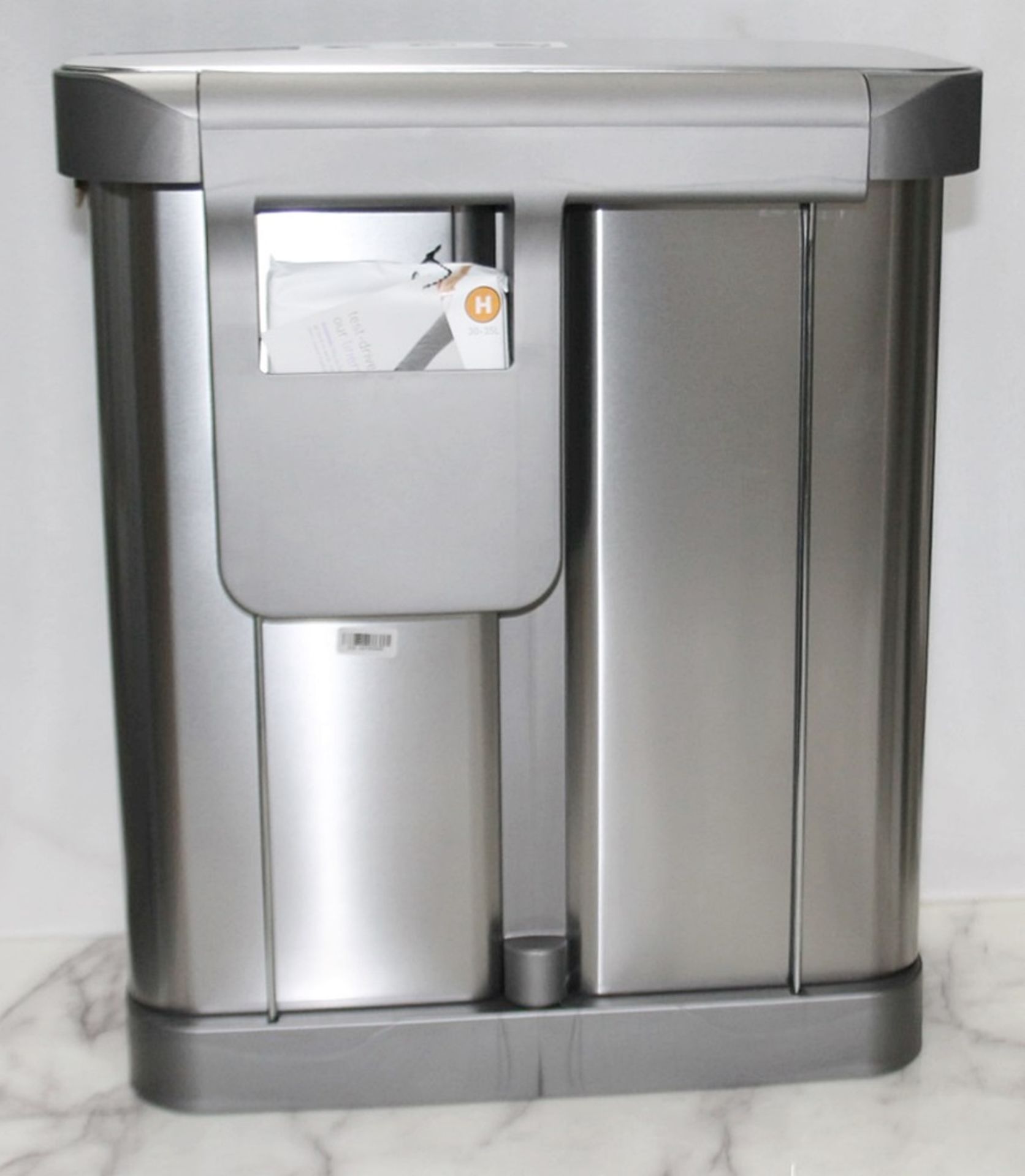 1 x SIMPLEHUMAN Dual Compartment Recycling Pedal Bin In Stainless Steel - Original Price £189.95 - Image 4 of 12