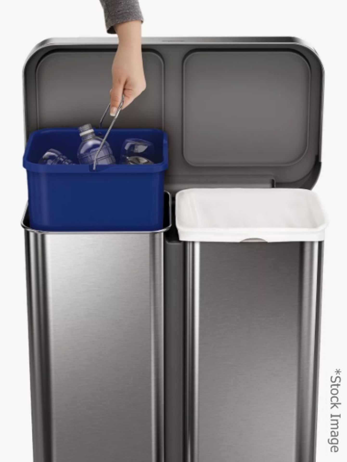 1 x SIMPLEHUMAN Dual Compartment Recycling Pedal Bin In Stainless Steel - Original Price £189.95 - Image 2 of 12