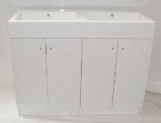 5 x Gloss White 1200mm 4-Door Double Basin Freestanding Bathroom Vanity Cabinets - New & Boxed Stock