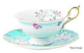 1 x WEDGWOOD 'Wonderlust Apple Blossom' Fine Bone China Teacup and Saucer - Boxed Stock