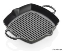 1 x LE CREUSET Square Cast Iron Deep Rectangular Grill In Matt Black (30cm) *Read Condition Report*