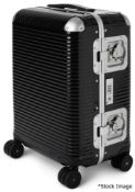 1 x FABBRICA PELLETTERIE MILANO 'Bank' Designer Spinner Light Carry-On Suitcase In Black (55cm) -